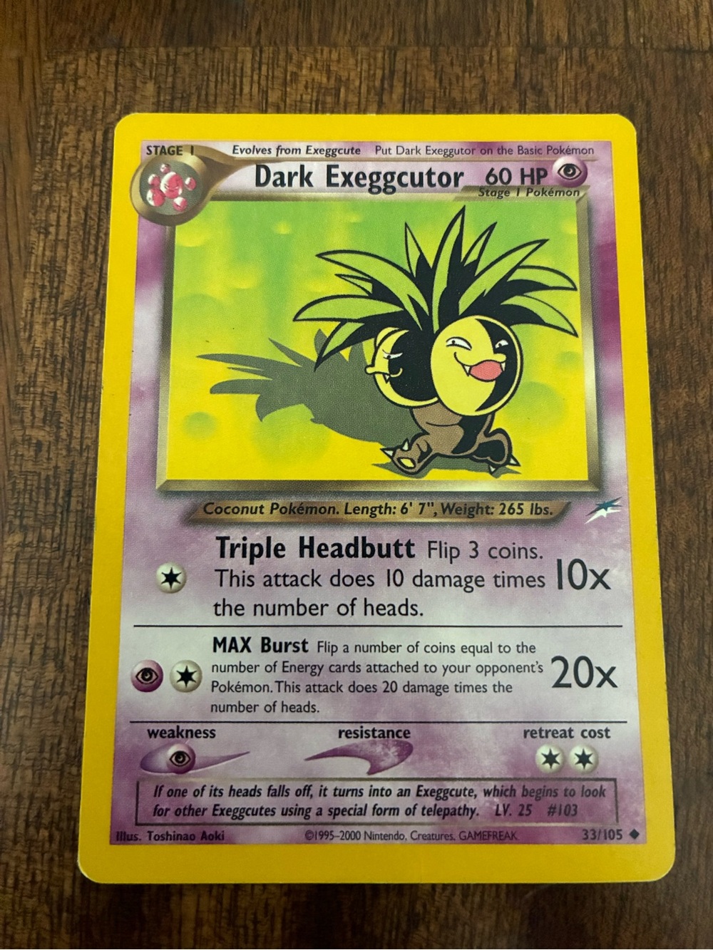 Pokémon TCG Dark Exeggcutor Trading Card - Yellow & Purple LP